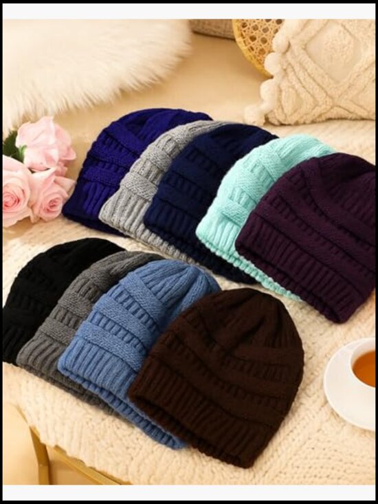 9 Pcs Slouchy Beanies for Women - Winter Hats - Warm Knit Caps main image 4